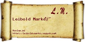 Leibold Markó névjegykártya